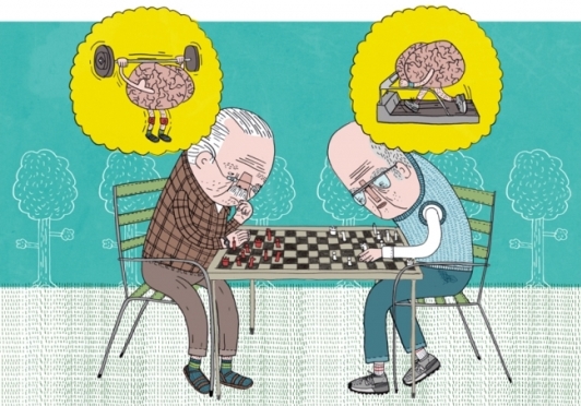 Пожилые старики играют в шахматы